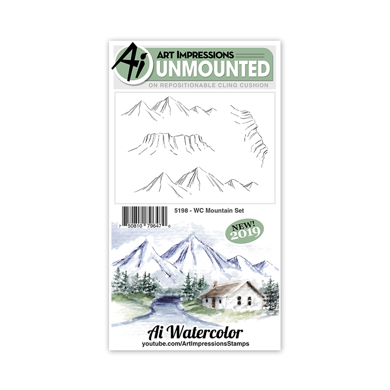 Art Impressions Watercolours Stamp Mountain