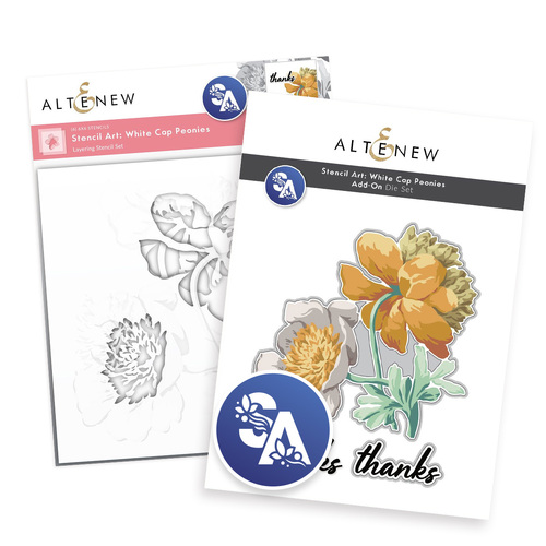 Altenew Stencil Art: White Cap Peonies & Add-on Die Bundle