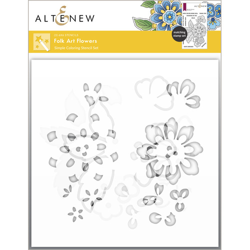 Altenew Folk Art Flowers Simple Coloring Stencil Set (3 in 1)