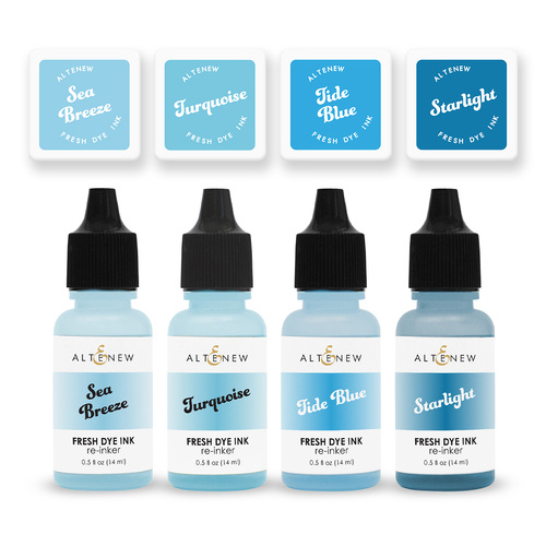 Altenew Fresh Dye Ink Mini Cube & Re-inker Bundle - Deep Blue Seas 