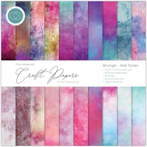 Craft Consortium The Essential Craft Papers : Grunge Midtones 12x12"