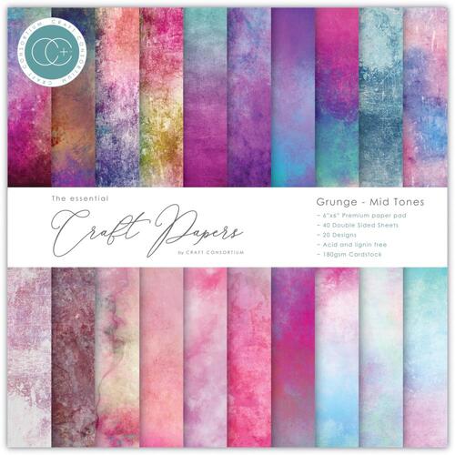 Craft Consortium The Essential Craft Papers : Grunge Midtones 6x6"