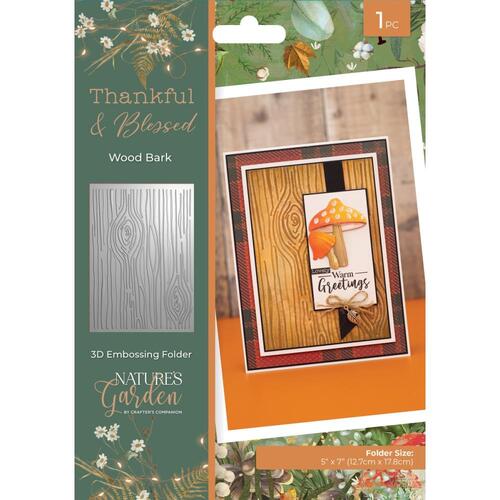 Crafters Companion Thankful & Blessed Embossing Folder : Wood Bark