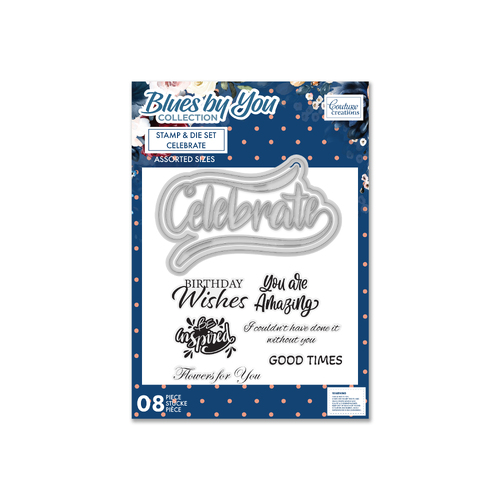 Couture Creations Blues by You - Stamp & Die Set - Celebrate (8PC)