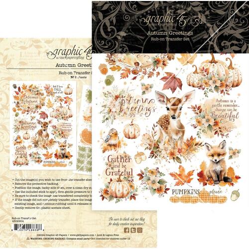 Graphic 45 Autumn Greetings : Rub On Transfer Set