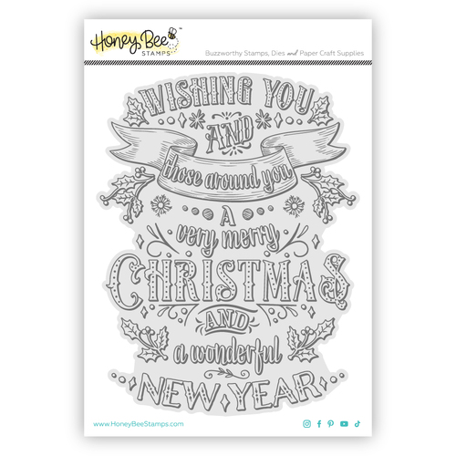 Honey Bee Very Merry Christmas Background 5x6 Stamp Set