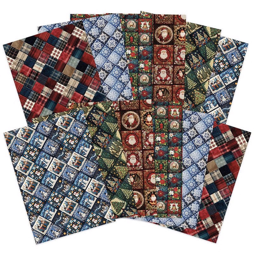 Hunkydory Adorable Scorable Designer Card Pack : Christmas Quilts