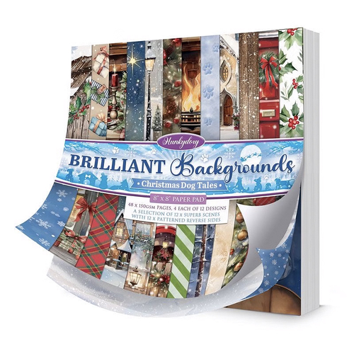 Hunkydory Brilliant Backgrounds : Christmas Dog Tales 8x8" Paper Pad