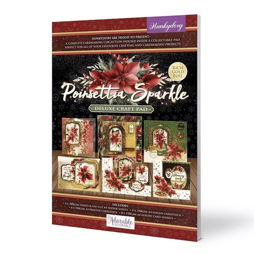 Hunkydory Deluxe Craft Pad - Poinsettia Sparkle