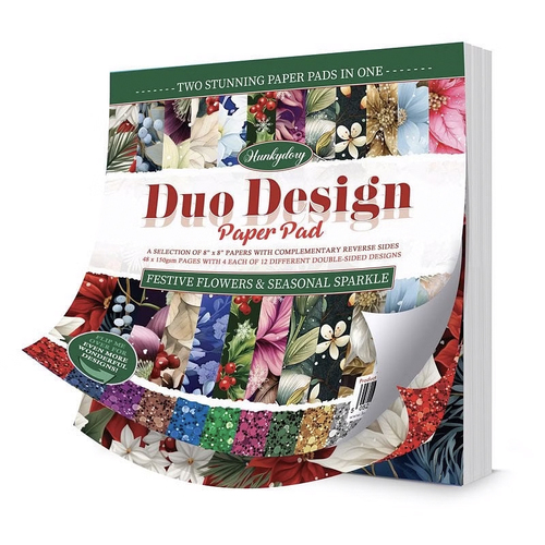 Hunkydory Duo Design Paper Pads : Festive Flowers & Seasonal Sparkle