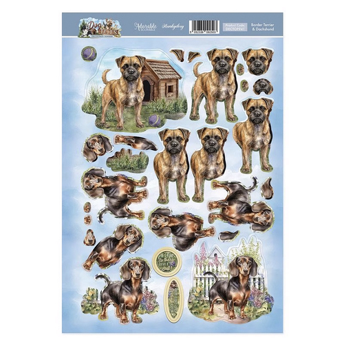 Hunkydory Border Terrier & Dachshund Decoupage Topper Sheet