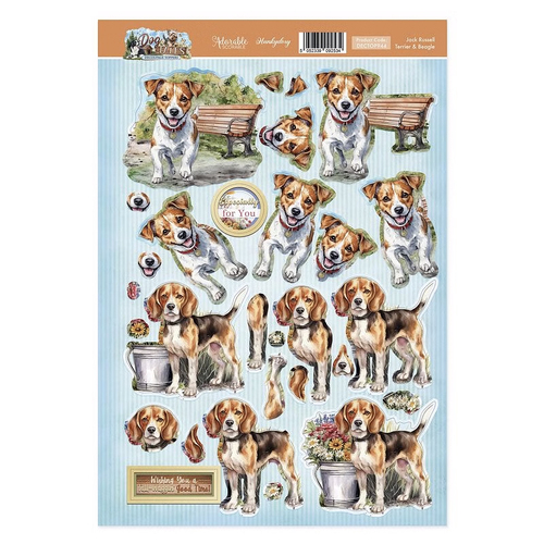 Hunkydory Jack Russell Terrier & Beagle Decoupage Topper Sheet