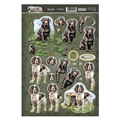 Hunkydory Labrador Retriever & English Springer Spaniel Decoupage Topper Sheet
