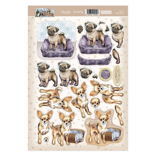 Hunkydory Pug & Chihuahua Decoupage Topper Sheet