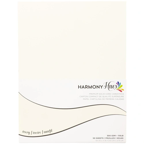 Harmony Hues Premium Solid Core Cardstock - 8.5x11" Midnight Black 300gsm 50pk