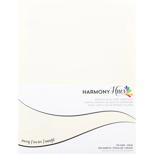 Harmony Hues Premium Solid Core Cardstock - 8.5x11" Ivory 176gsm 100pk