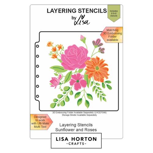 Lisa Horton Layering Stencils - Sunflowers and Roses