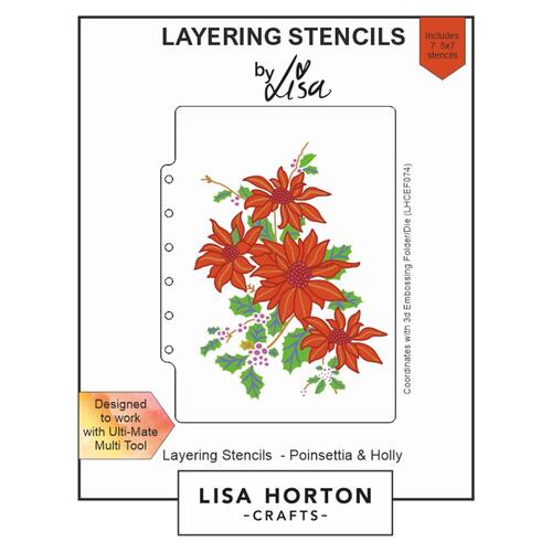 Lisa Horton Layering Stencils : Poinsettia and Holly