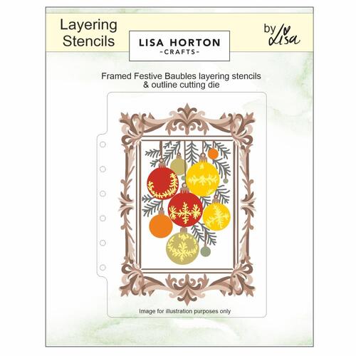 Lisa Horton Layering Stencils : Framed Festive Baubles