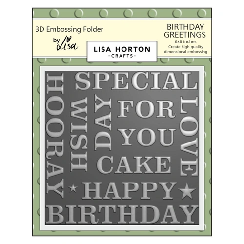 Lisa Horton Embossing Folder - Birthday Greetings