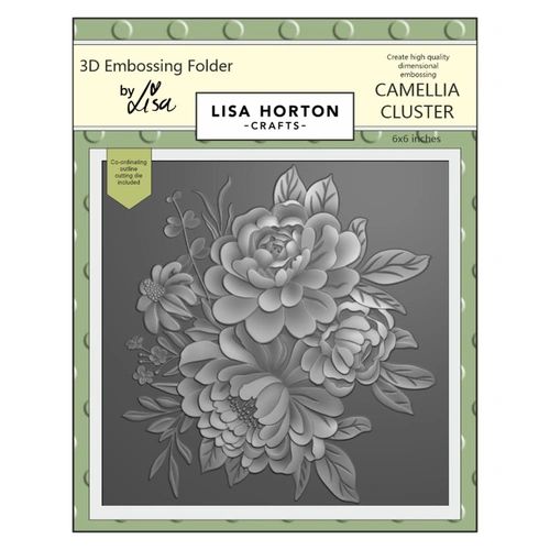 Lisa Horton Embossing Folder - Camelia Cluster with co-ordinating die