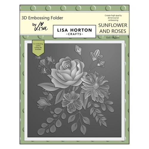 Lisa Horton Embossing Folder - Sunflowers and Roses with co-ordinating die