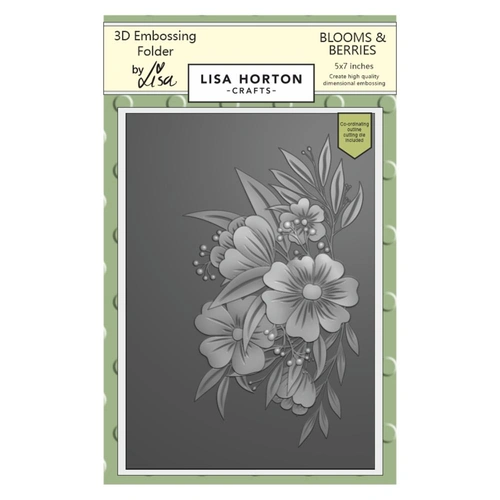 Lisa Horton Embossing Folder - Blooms and Berries with co-ordinating die