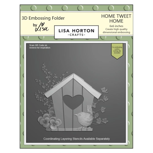 Lisa Horton Embossing Folder - Home Tweet Home with co-ordinating die