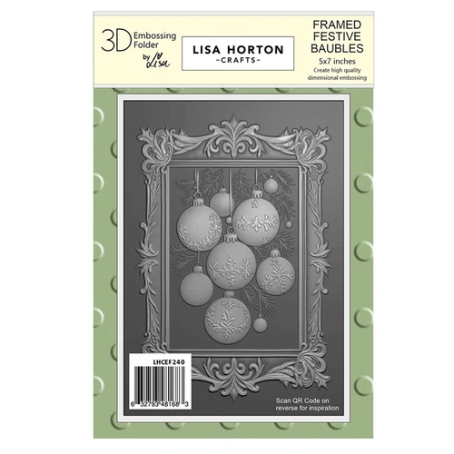 Lisa Horton Embossing Folder : Framed Festive Baubles