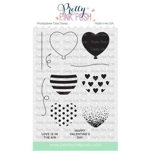 Pretty Pink Posh Heart Balloons Stamp Set