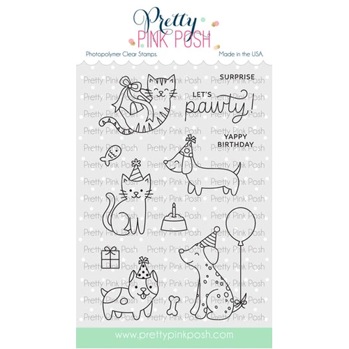 Pretty Pink Posh Birthday Dogs & Cats Stamp Set