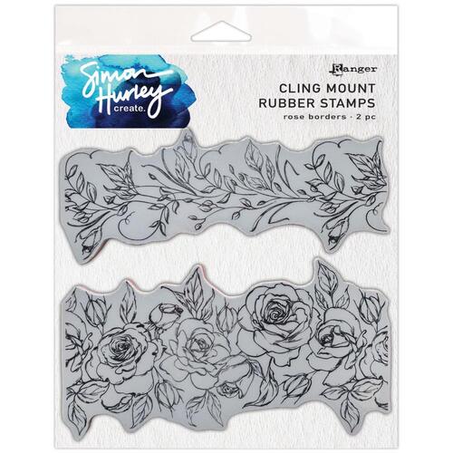 Simon Hurley Rose Border Cling Mount Rubber Stamps