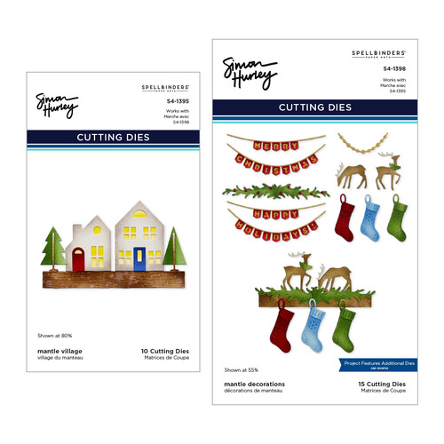 Spellbinders Mantle Village and Decorations Etched Dies Bundle from the Timeless Trees Collection by Simon Hurley