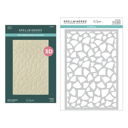 Spellbinders Born to Sparkle 3D Embossing Folder and Stencil Bundle from the Bougie Birthday Collection by Nina Boettcher