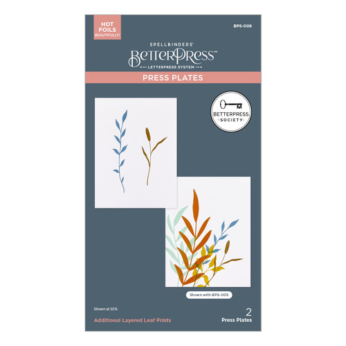 Spellbinders Additional Layered Leaf Press Plates BetterPress Society August 2024 Add-on