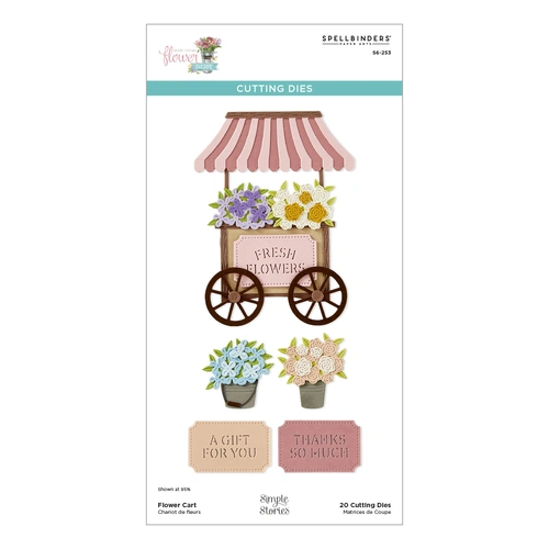 Spellbinders Flower Cart Etched Dies from the Simple Vintage Flower Shoppe Collection with Simple Stories