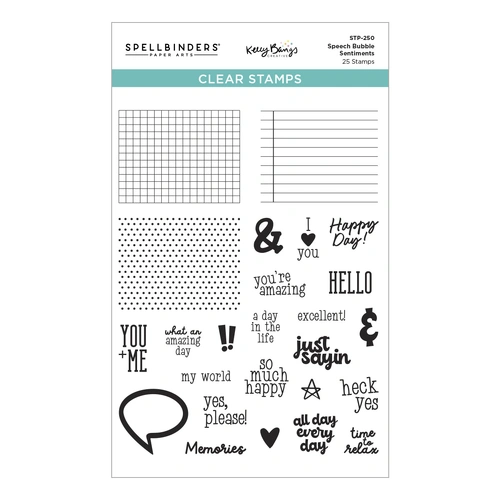 Spellbinders Speech Bubbles Sentiments Clear Stamp Set from the Just Sayin' Collection by Kelly Bangs