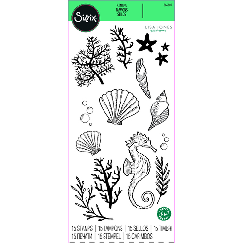Sizzix Clear Stamps Set 15PK Ocean Elements by Lisa Jones