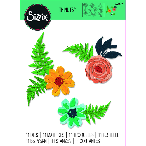 Sizzix Thinlits Die Set 11PK Flowers & Fern by Sizzix