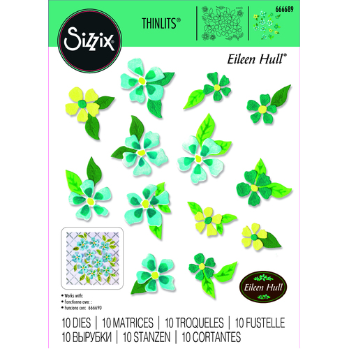 Sizzix Thinlits  Die Set 10PK Painterly Blooms & Background by Eileen Hull