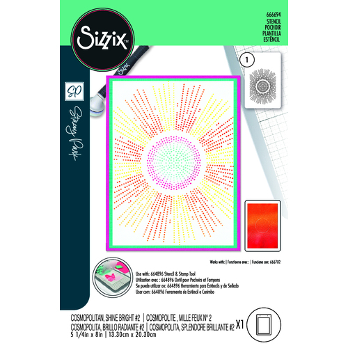 Sizzix A6 Stencil 1PK - Cosmopolitan, Shine Bright #2 by Stacey Park