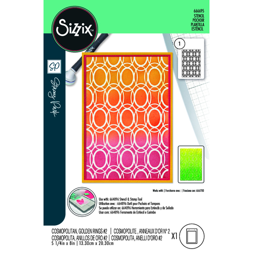 Sizzix A6 Stencil 1PK - Cosmopolitan, Golden Rings #2 by Stacey Park