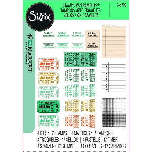 Sizzix A5 Clear Stamps Set 17PK w/4PK Framelits Die Set Forever Journal Essentials by 49 and Market