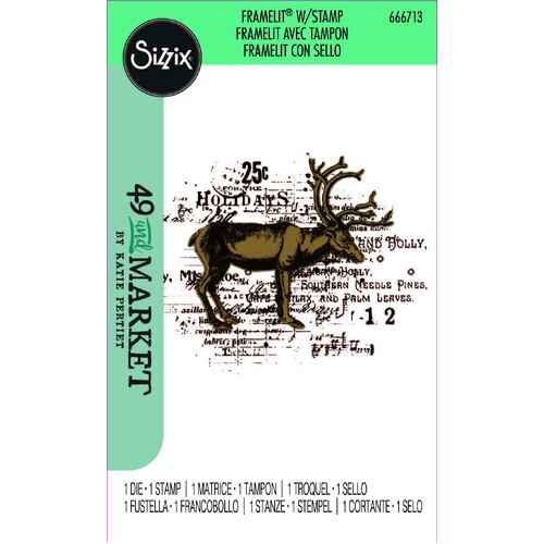 Sizzix Clear Stamp w/Framelit Die Reindeer Mix Cluster by 49 and Market