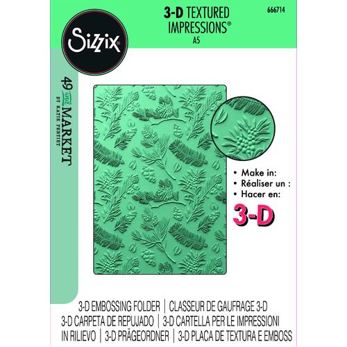 Sizzix 3D Textured Impressions A5 Embossing Folder Pines by 49 and Market