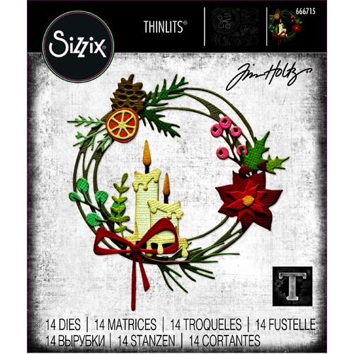 Sizzix Thinlits Die Set 14PK Vault Festive Wreath by Tim Holtz