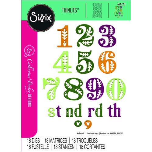 Sizzix Thinlits Die Set 18PK Folk Numbers by Catherine Pooler