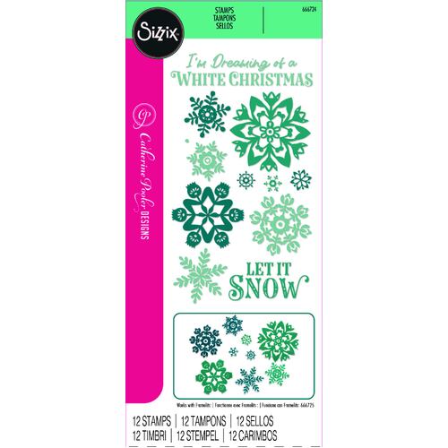 Sizzix Clear Stamps Set 12PK White Christmas by Catherine Pooler