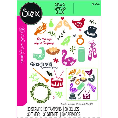 Sizzix A5 Clear Stamps Set 30PK 12 Days of Christmas by Catherine Pooler