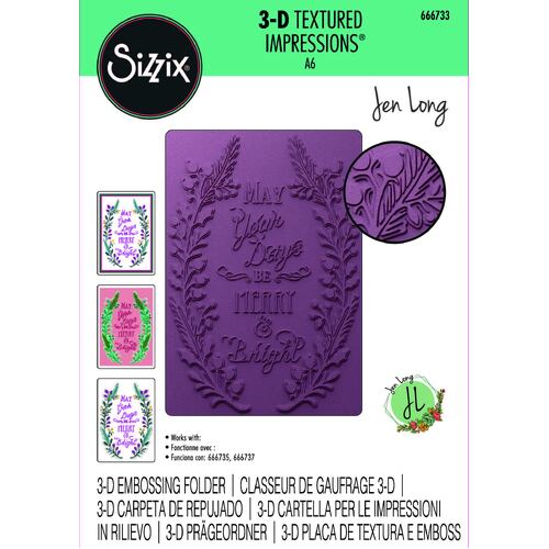 Sizzix 3-D Textured Impressions Embossing Folder -Merry & Bright by Jen Long